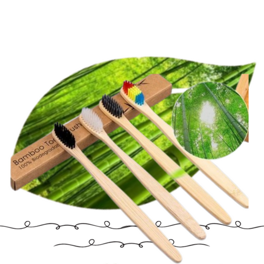 Pack de 6 cepillos dentales de bambú de colores – Tienda Verde Nest